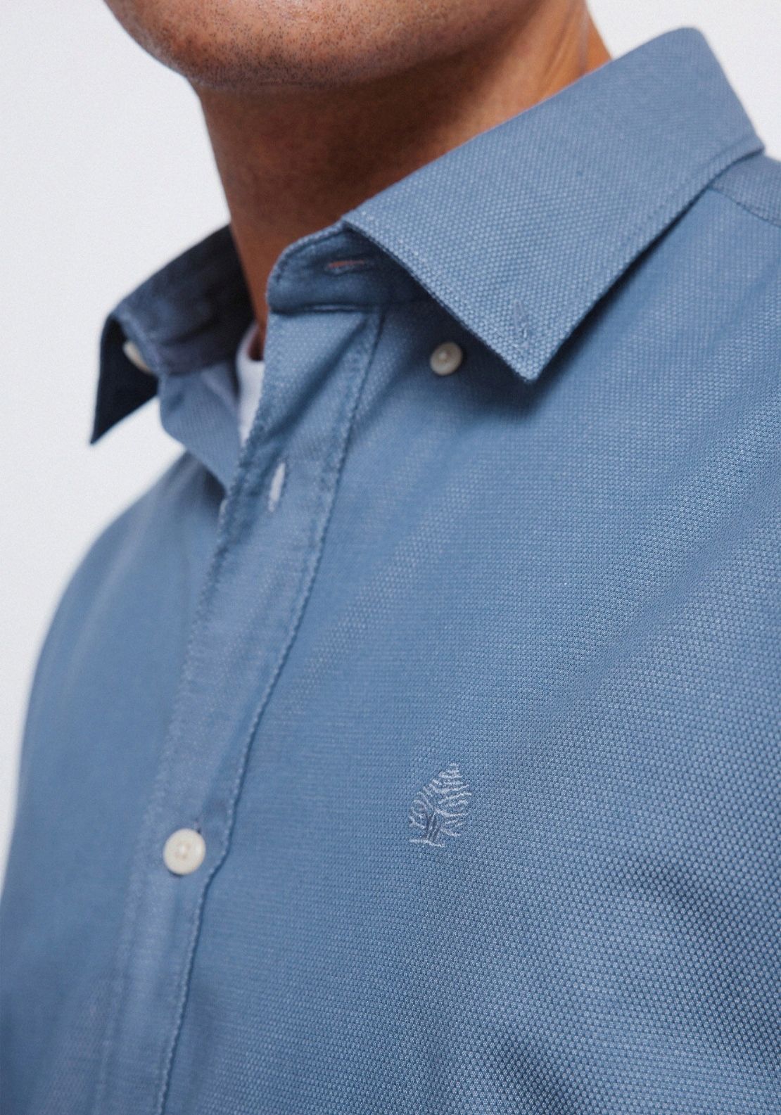 Two Tone Structured Shirt - Blue