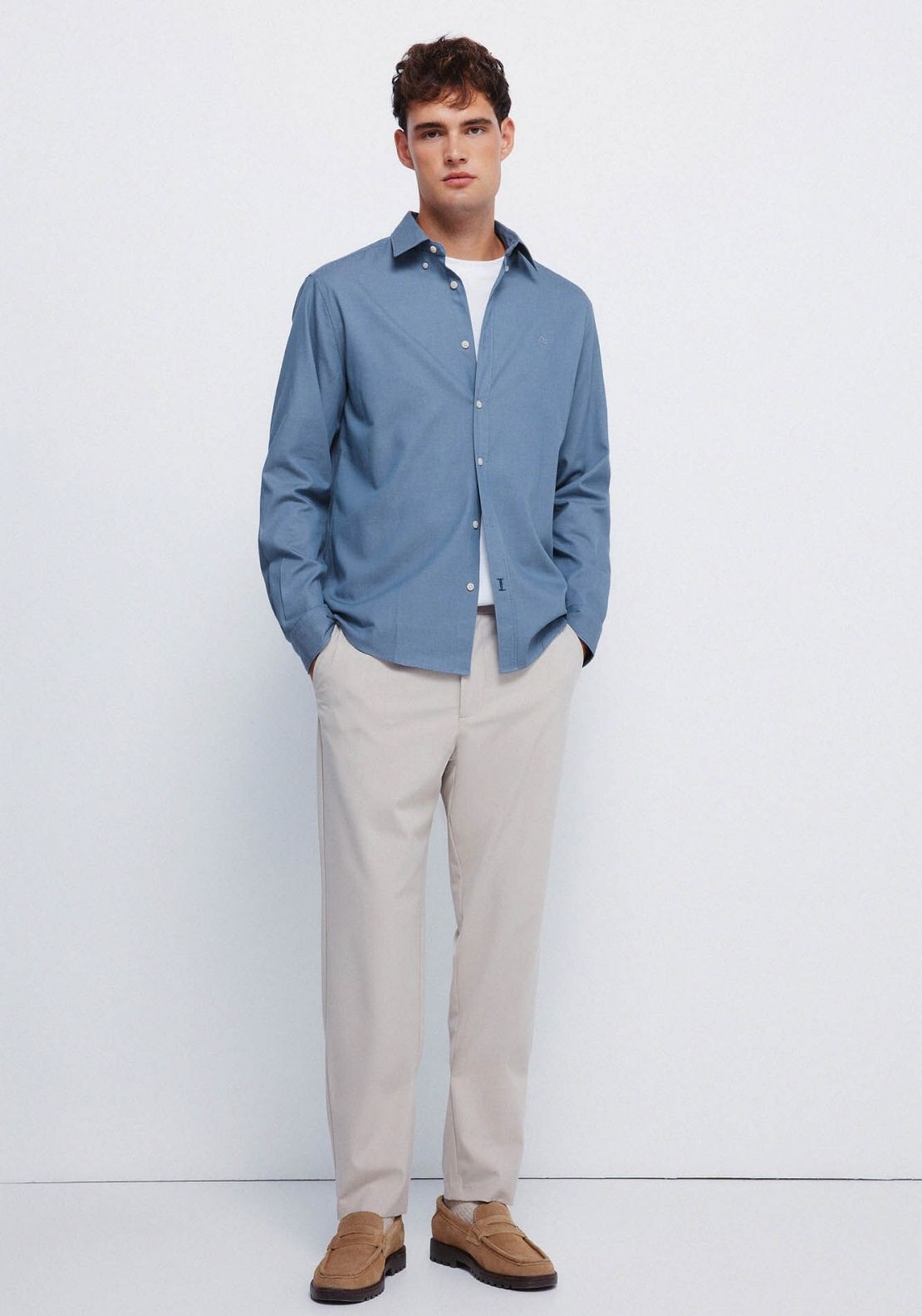 Two Tone Structured Shirt - Blue