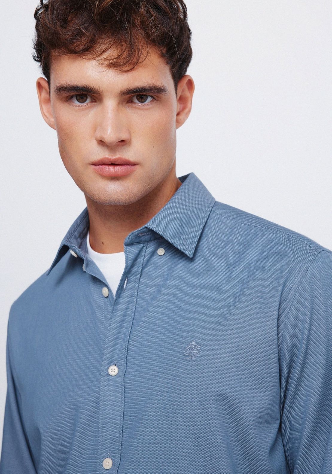 Two Tone Structured Shirt - Blue
