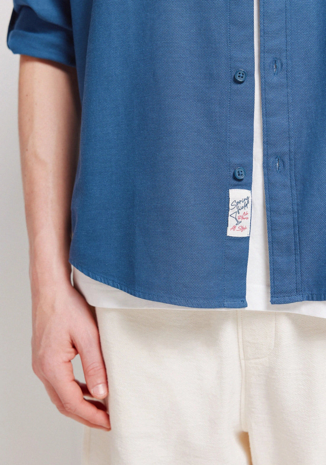 100% Cotton Structured Shirt - Blue