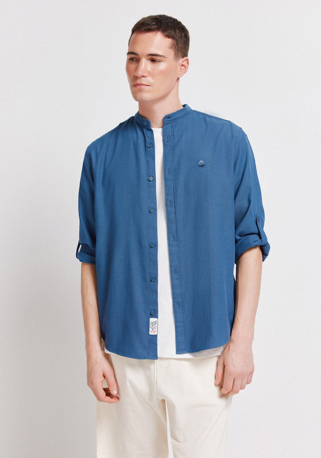 100% Cotton Structured Shirt - Blue