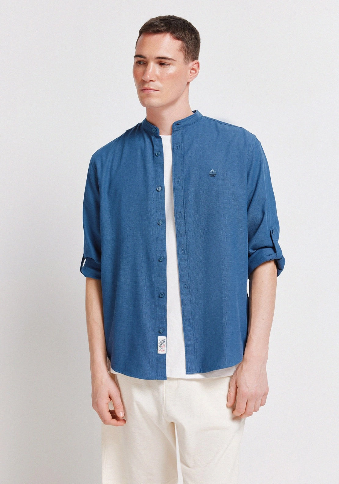 100% Cotton Structured Shirt - Blue