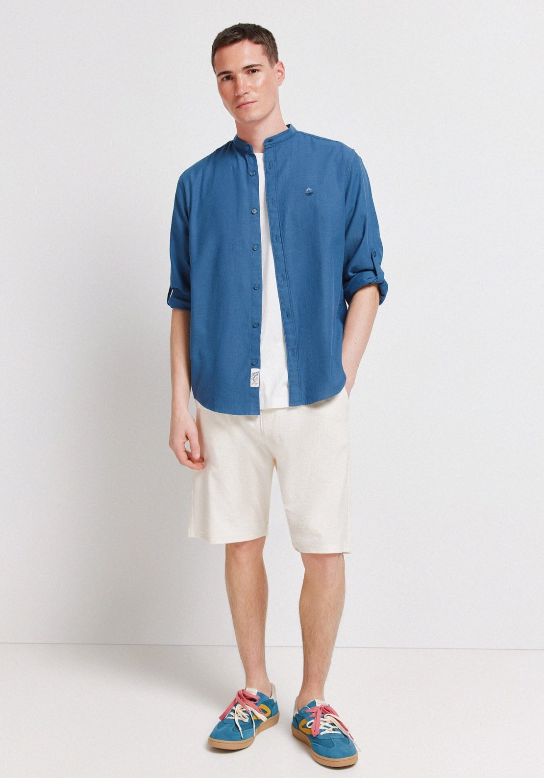 100% Cotton Structured Shirt - Blue