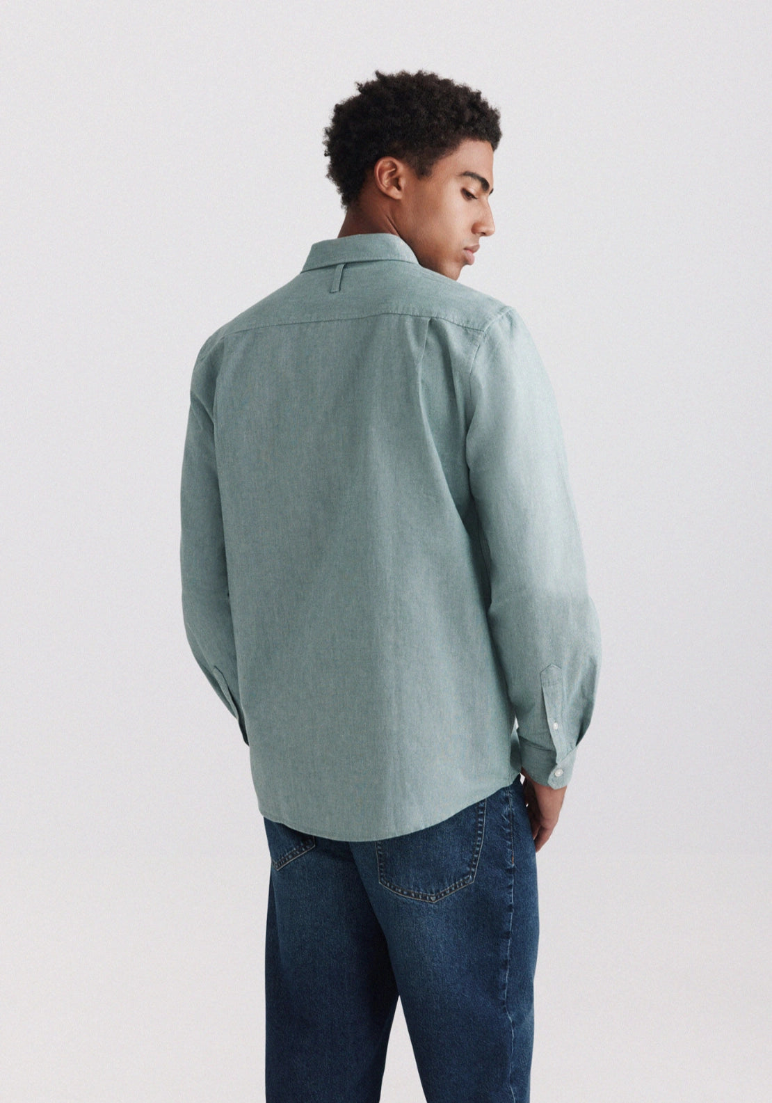 Long Sleeve Oxford Tailored Shirt - Green