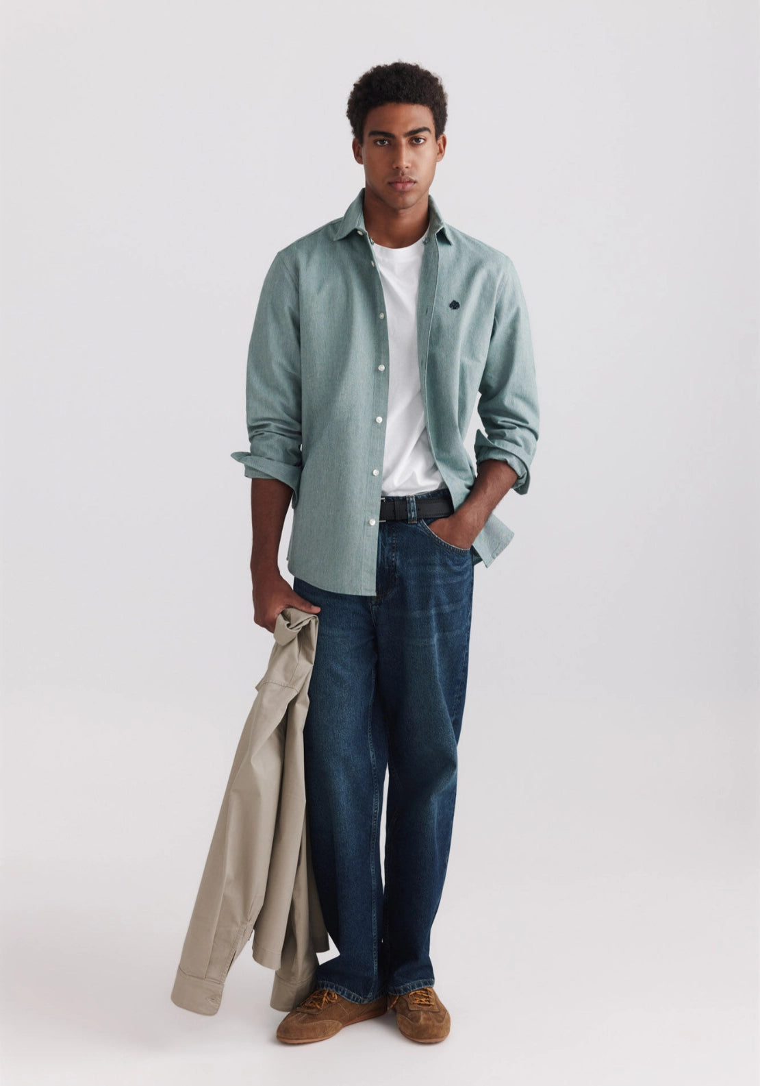 Long Sleeve Oxford Tailored Shirt - Green