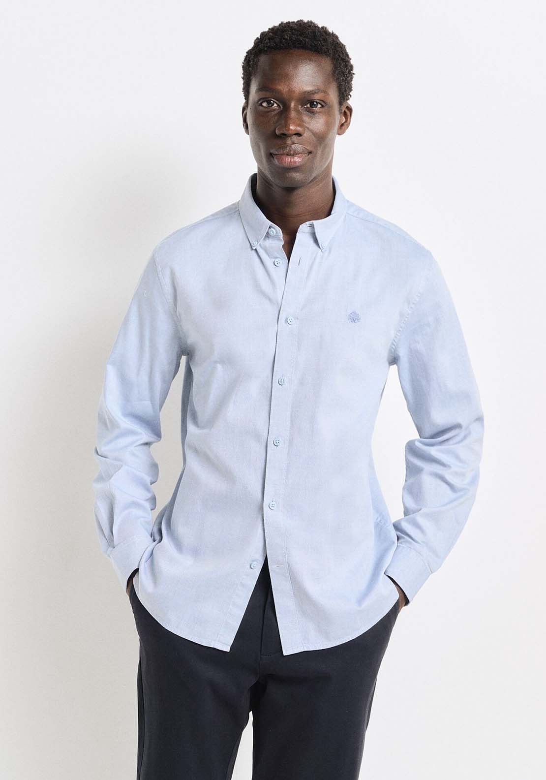 Springfield Two-tone structured shirt - Blue 1 Shaws Department Stores