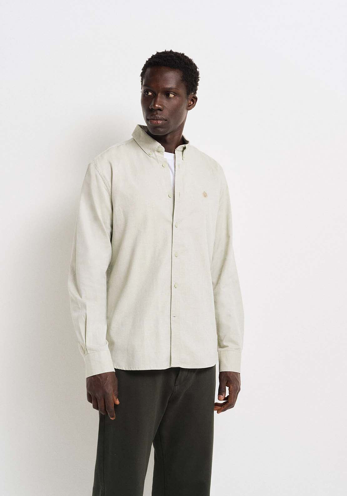 Springfield Two-tone structured shirt - Green 1 Shaws Department Stores