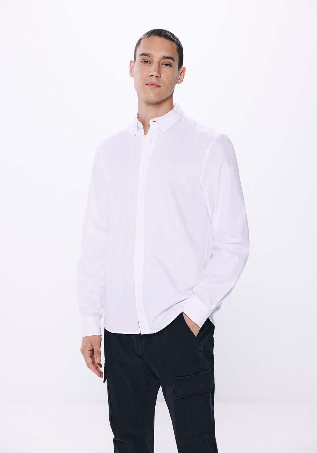 Springfield Two-tone structured shirt - White 1 Shaws Department Stores