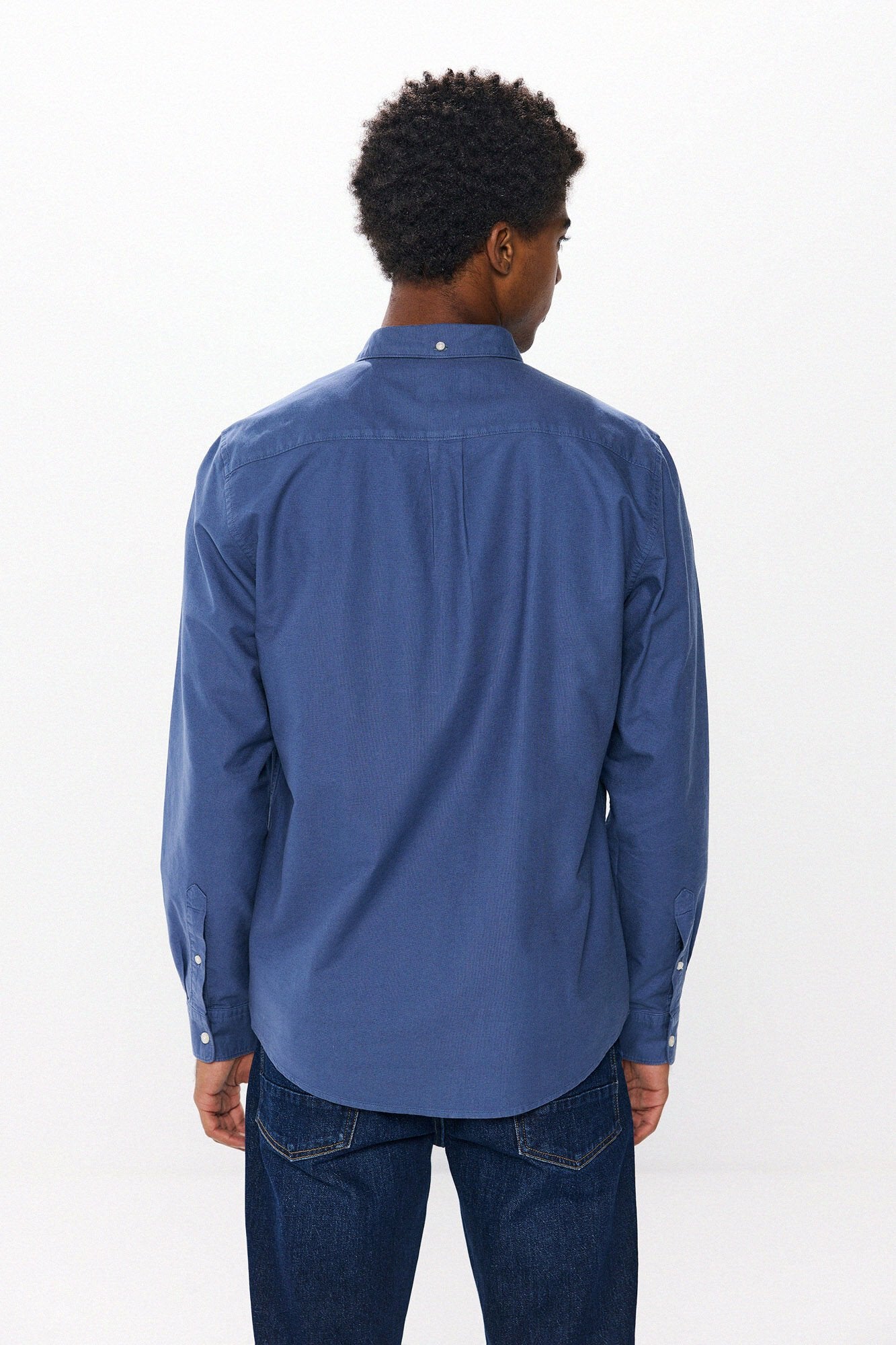 Springfield Garment Dye Oxford Shirt - Blue 4 Shaws Department Stores