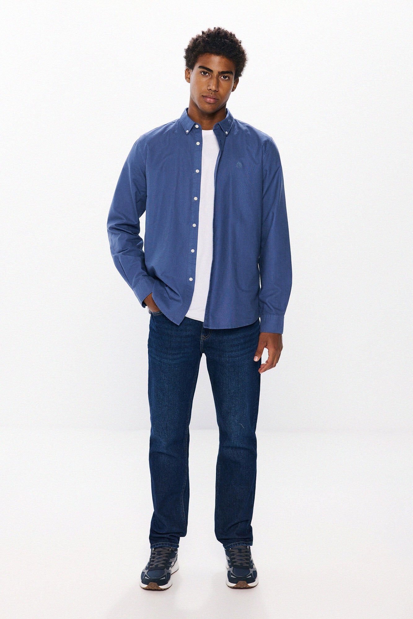 Springfield Garment Dye Oxford Shirt - Blue 2 Shaws Department Stores