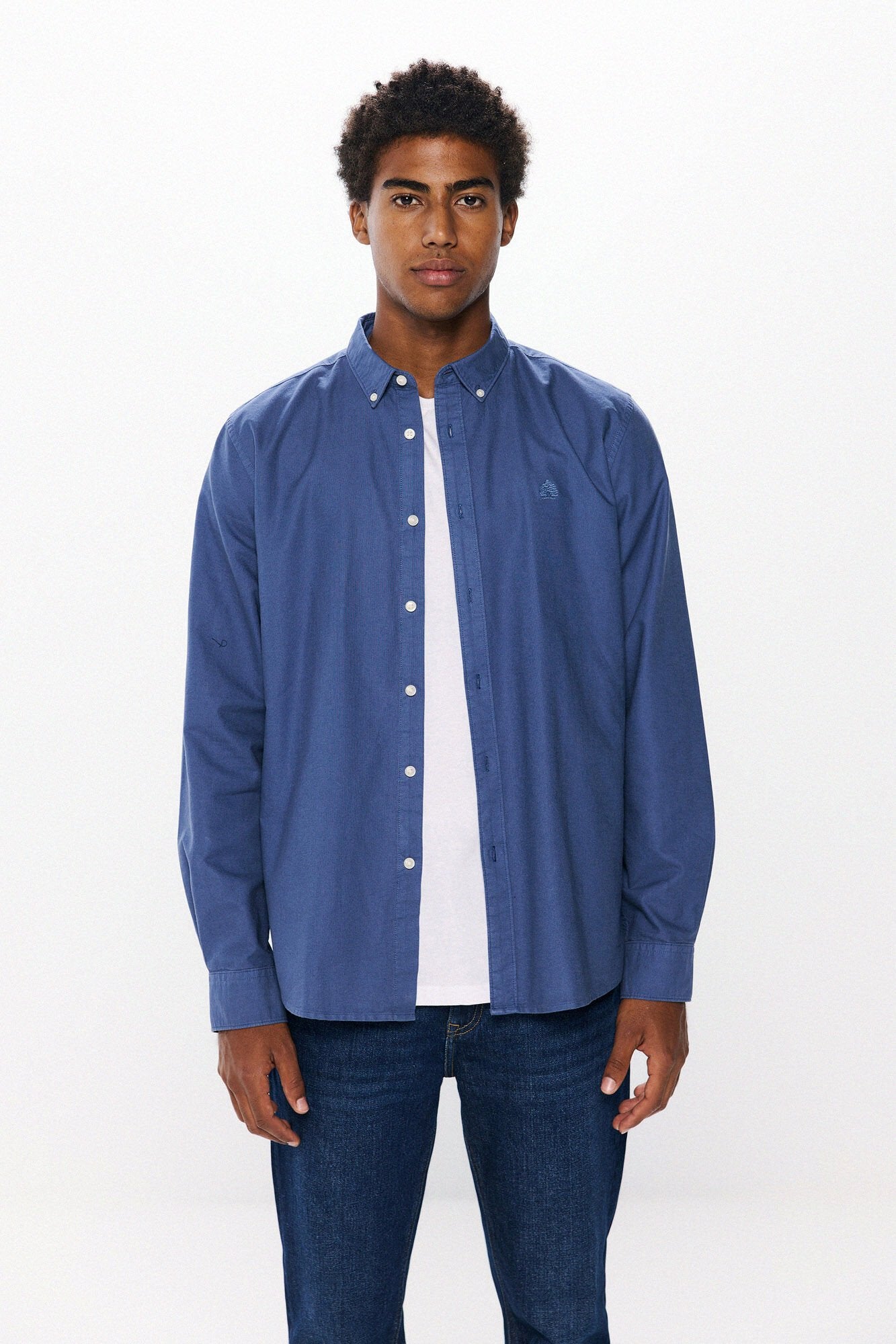 Springfield Garment Dye Oxford Shirt - Blue 1 Shaws Department Stores