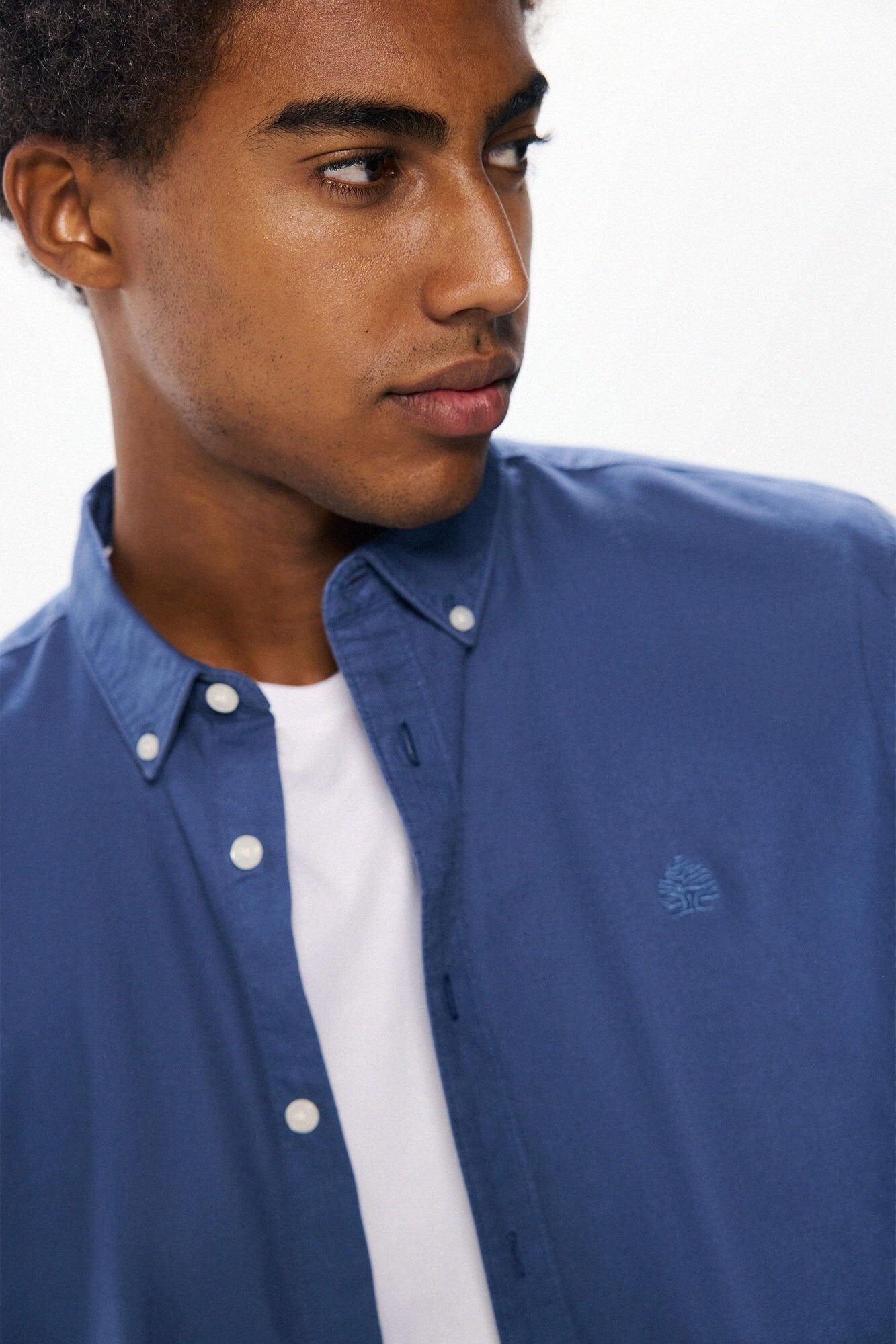 Springfield Garment Dye Oxford Shirt - Blue 5 Shaws Department Stores