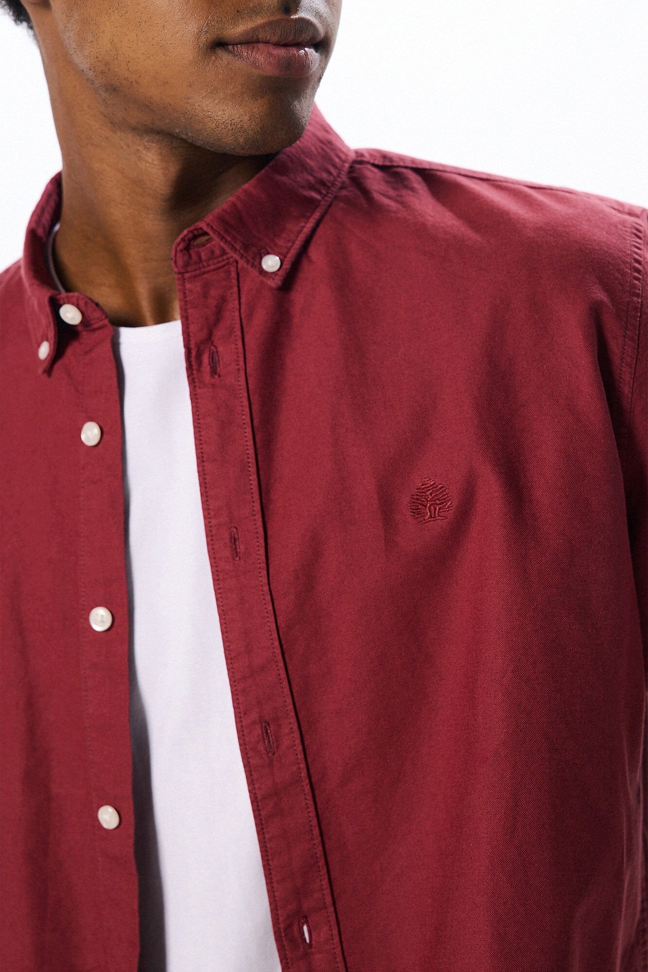 Springfield Garment Dye Oxford Shirt - Red 3 Shaws Department Stores