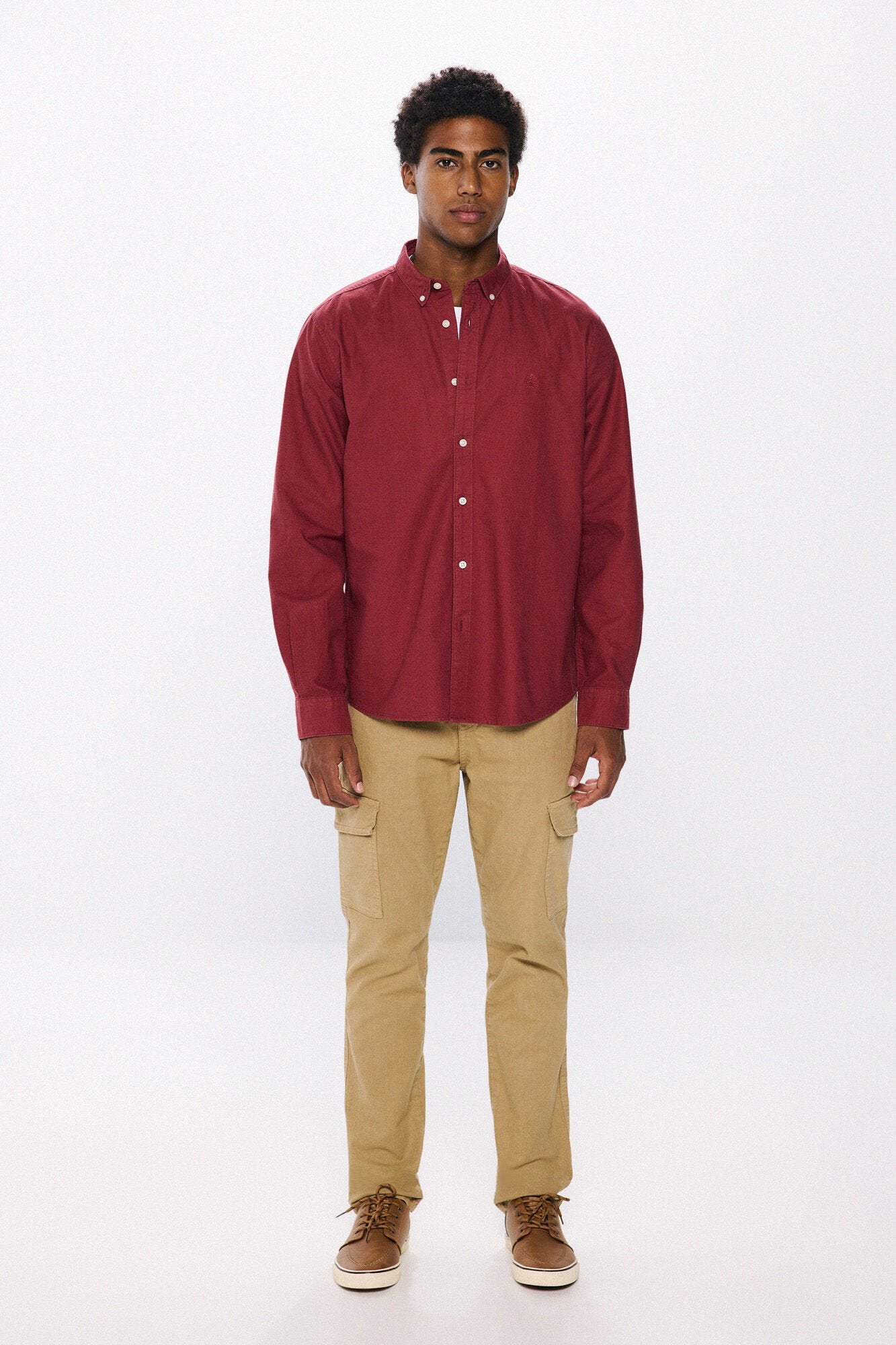 Springfield Garment Dye Oxford Shirt - Red 2 Shaws Department Stores