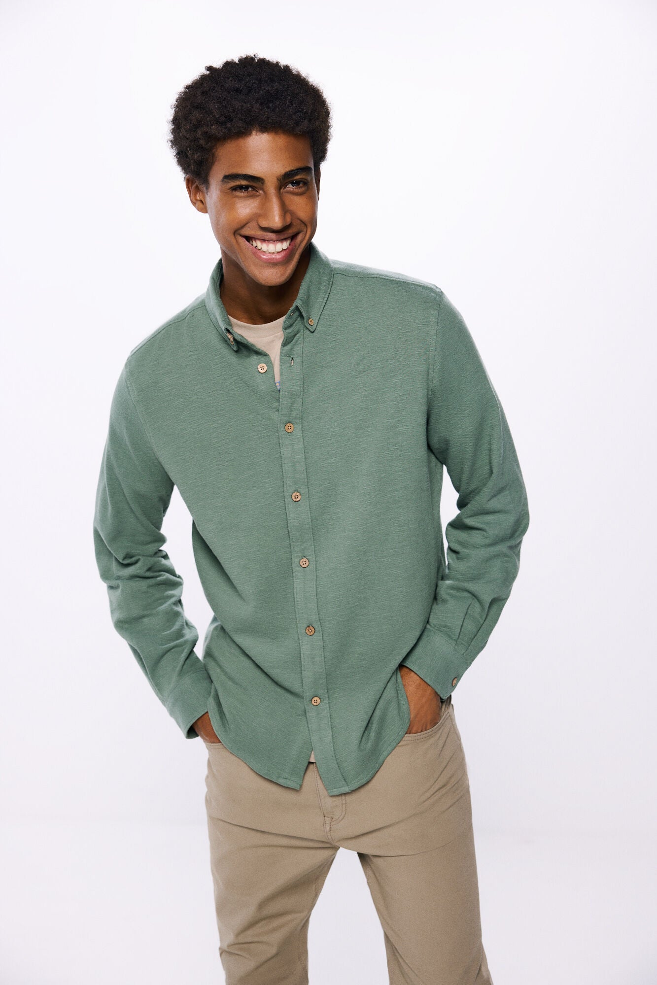 Springfield Rustic jersey-knit shirt - Blue 1 Shaws Department Stores