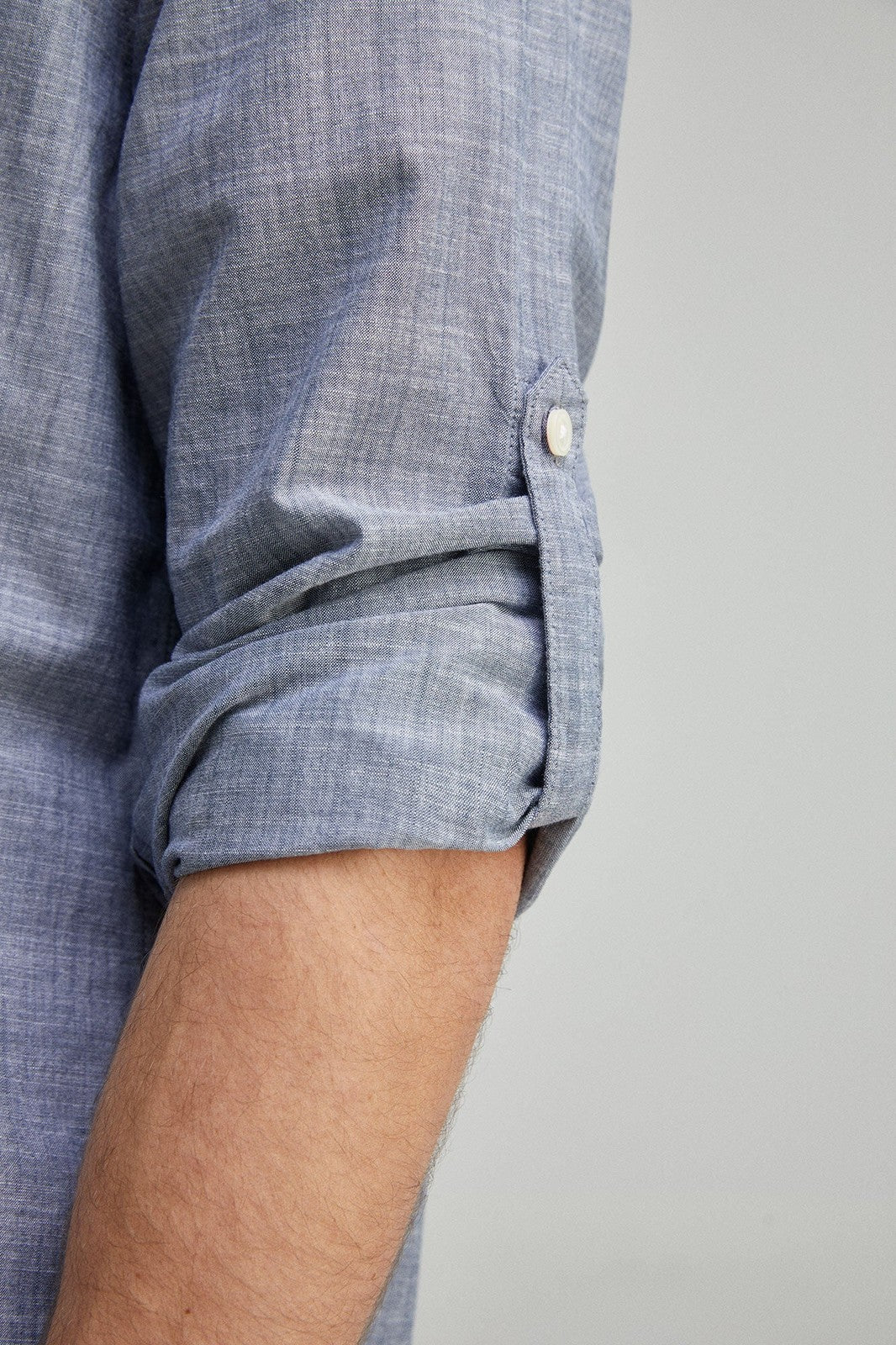 Springfield Plain slub cotton shirt - Blue 4 Shaws Department Stores