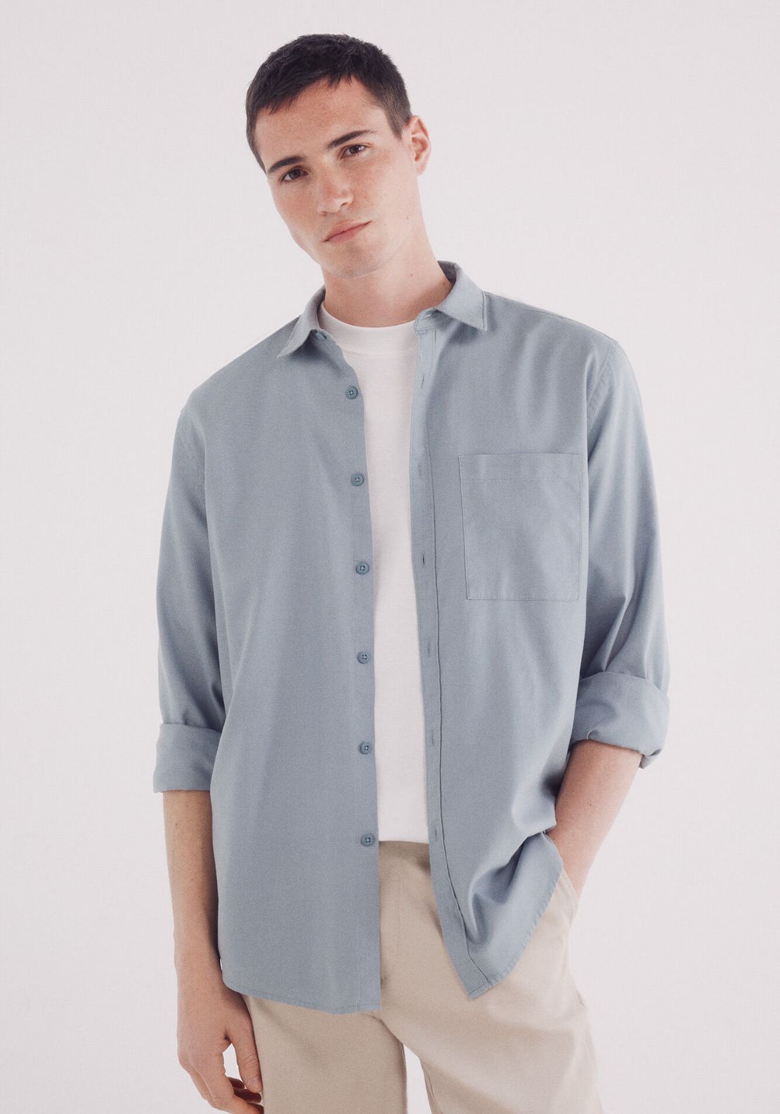 Springfield Tencel shirt - Blue 1 Shaws Department Stores