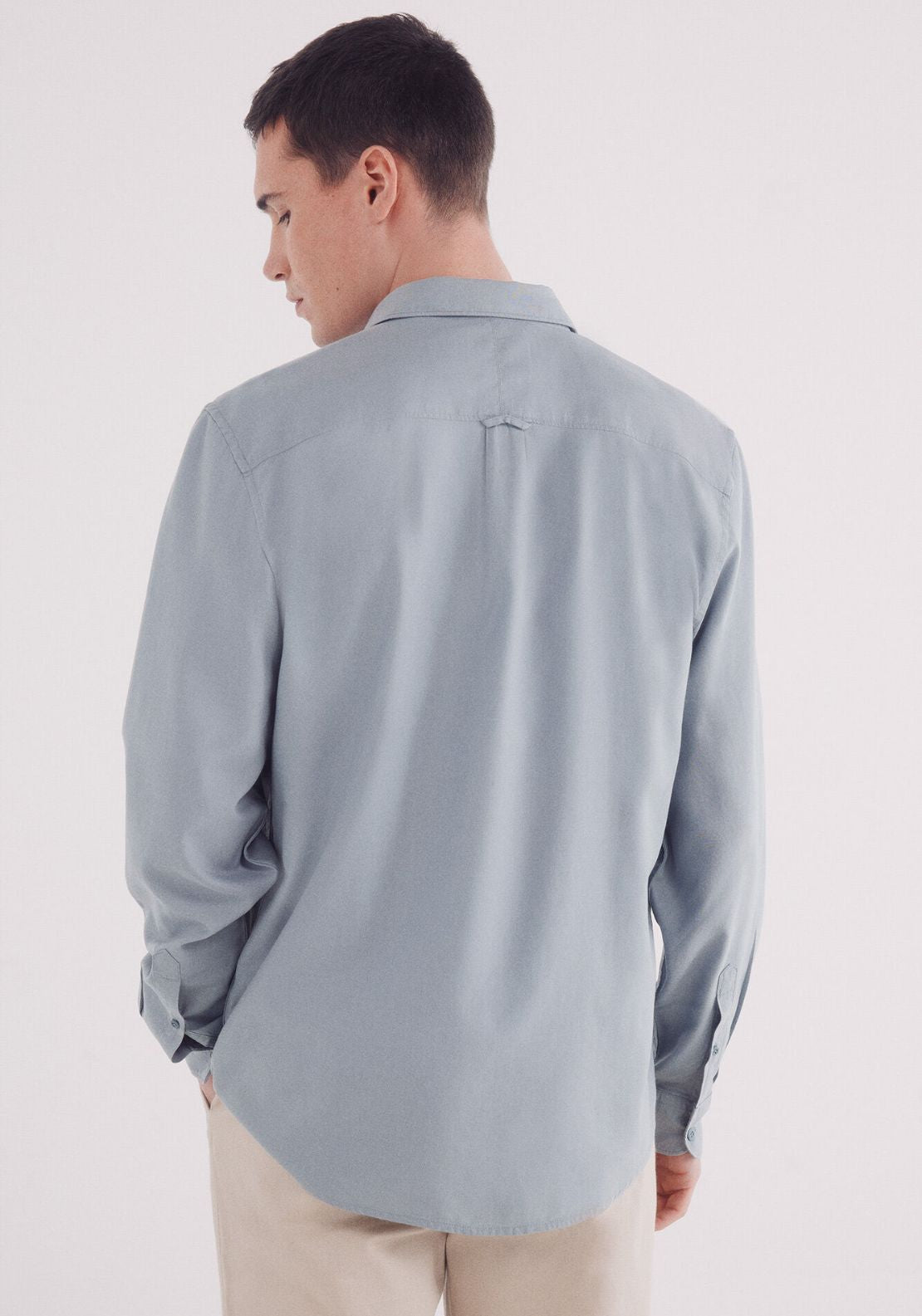 Springfield Tencel shirt - Blue 2 Shaws Department Stores
