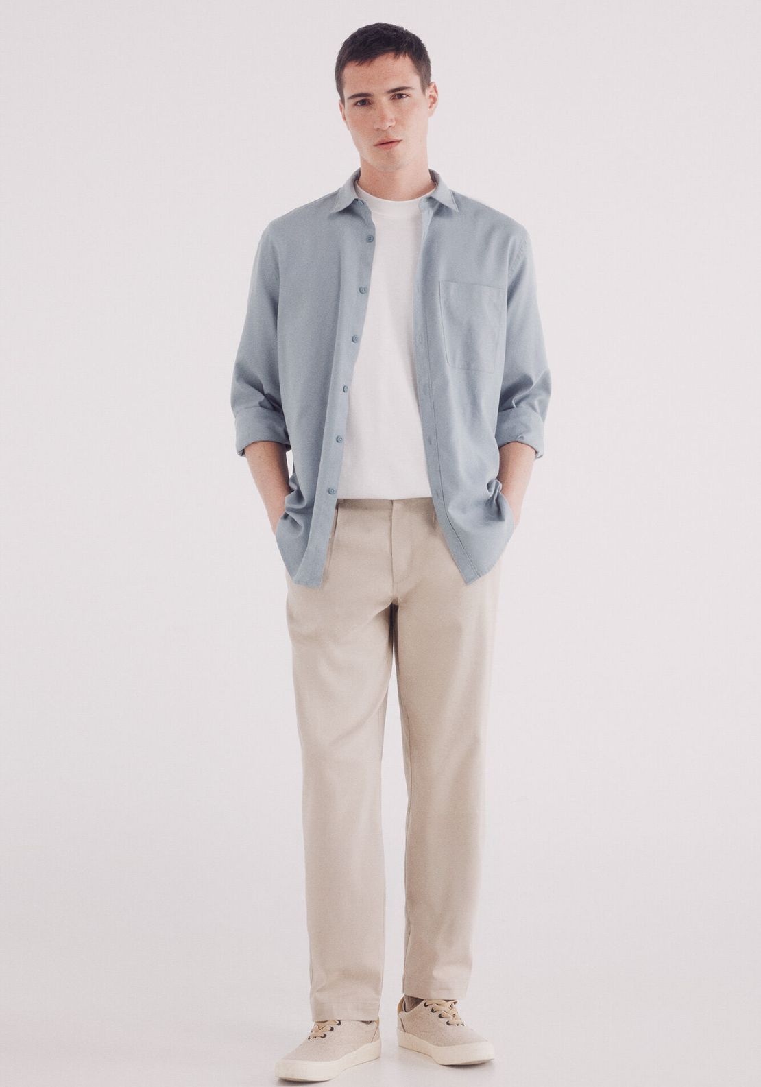 Springfield Tencel shirt - Blue 4 Shaws Department Stores