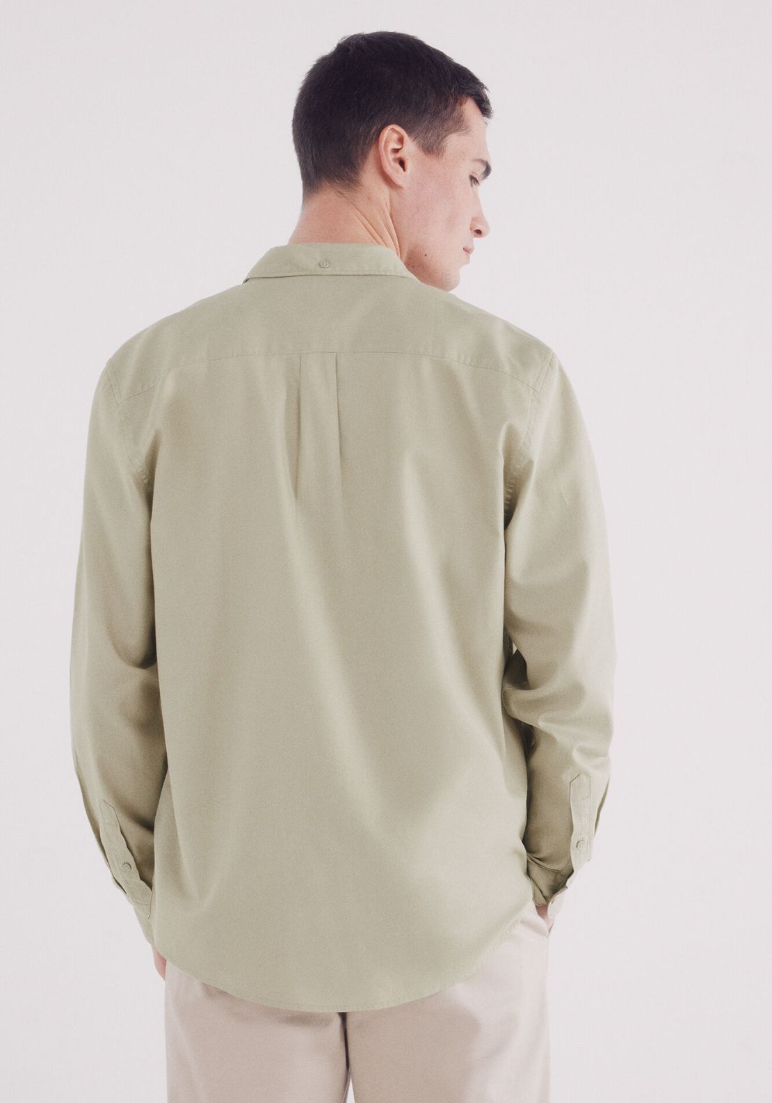 Springfield Garment Dyed Structured Shirt - Green 2 Shaws Department Stores