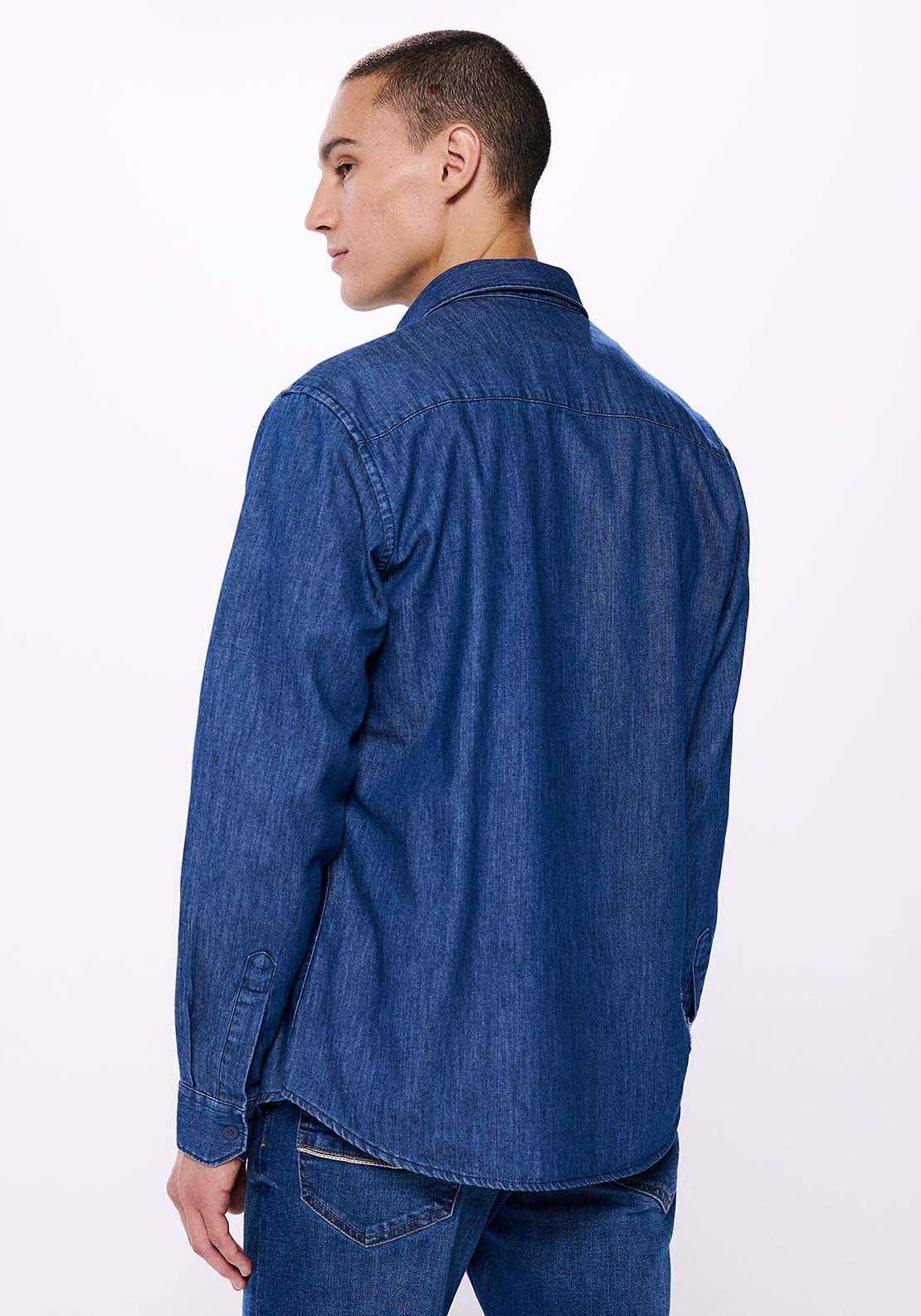 Springfield Denim shirt - Blue 3 Shaws Department Stores