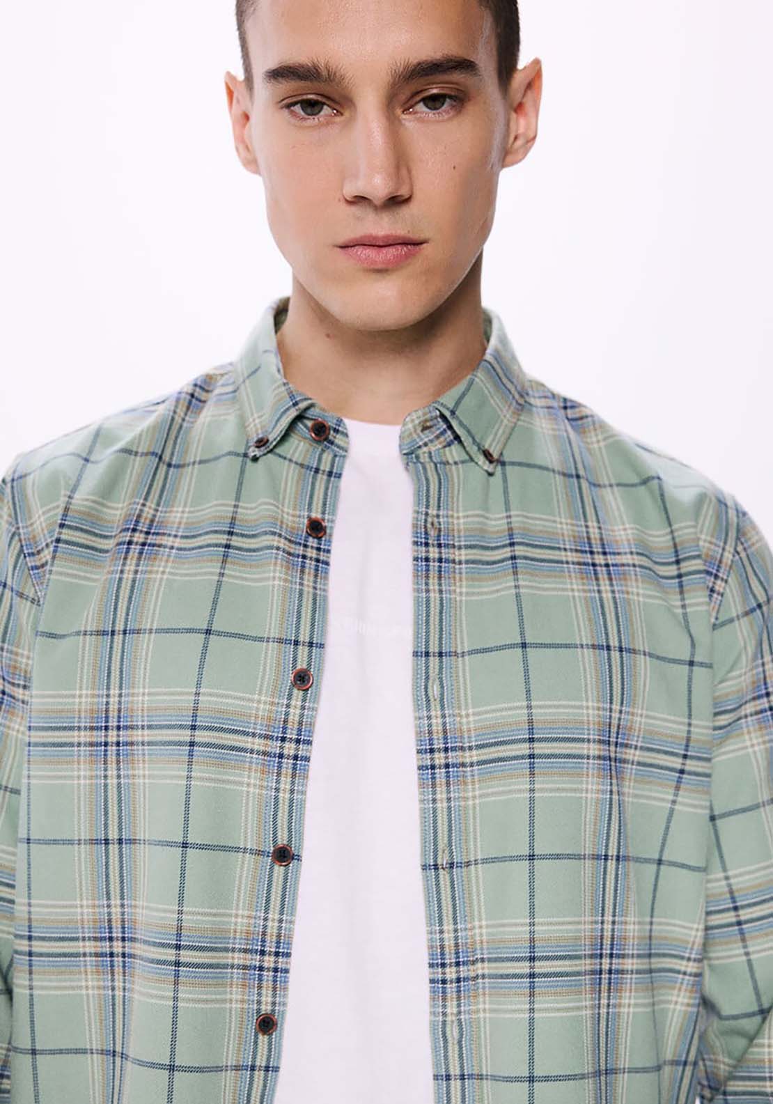 Springfield Checked Shirt - Green 4 Shaws Department Stores