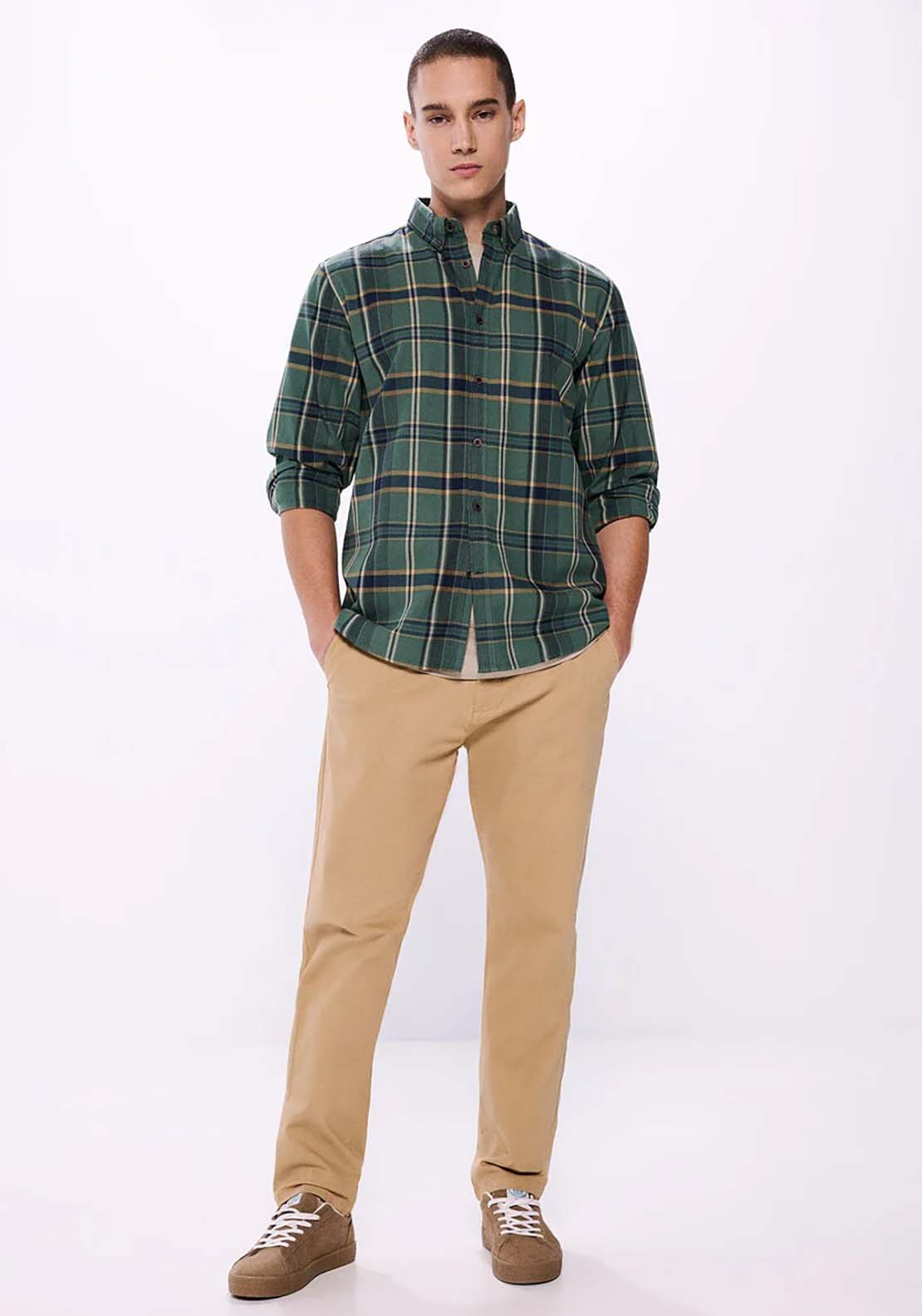 Springfield Checked Shirt - Green 4 Shaws Department Stores