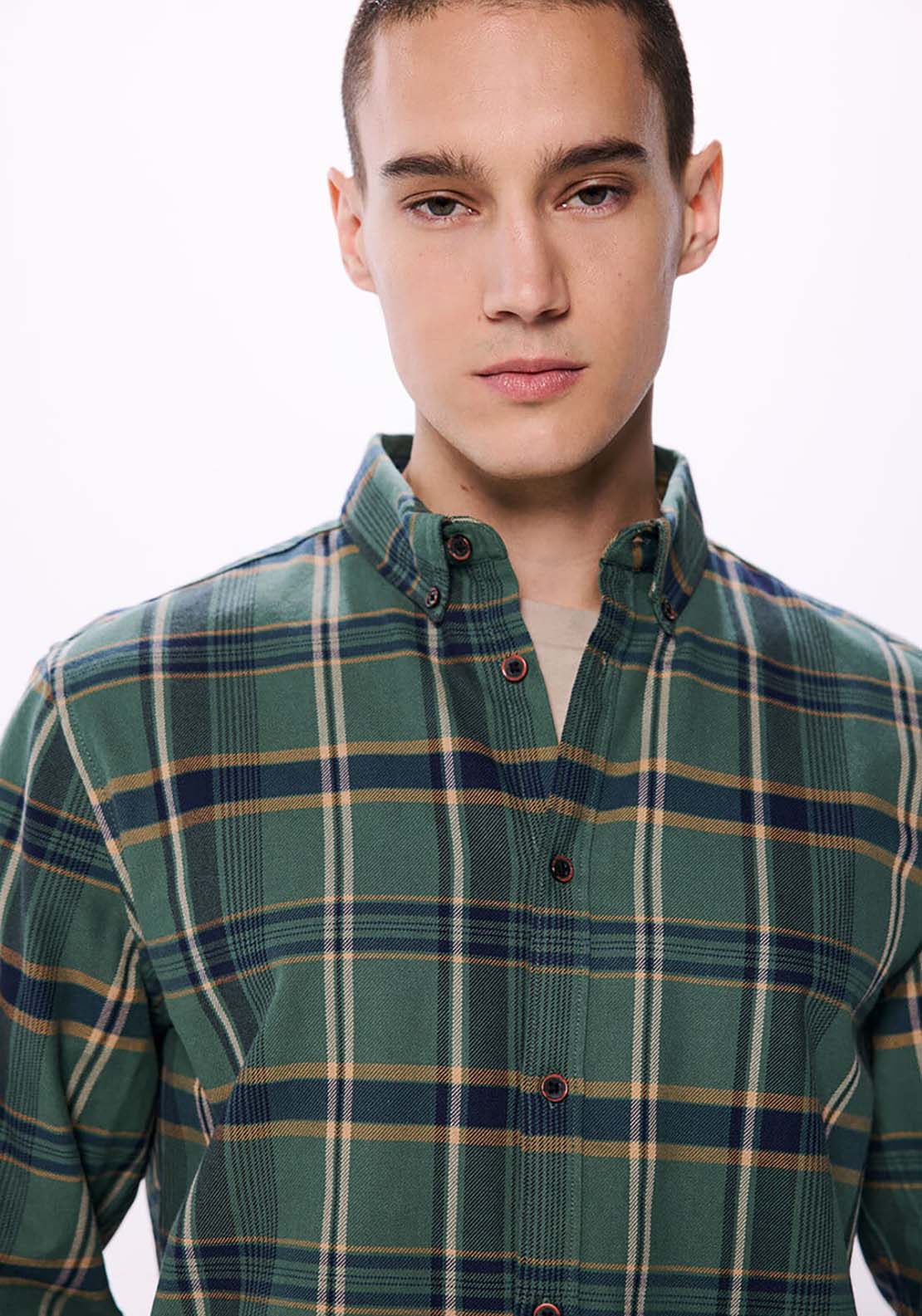 Springfield Checked Shirt - Green 3 Shaws Department Stores