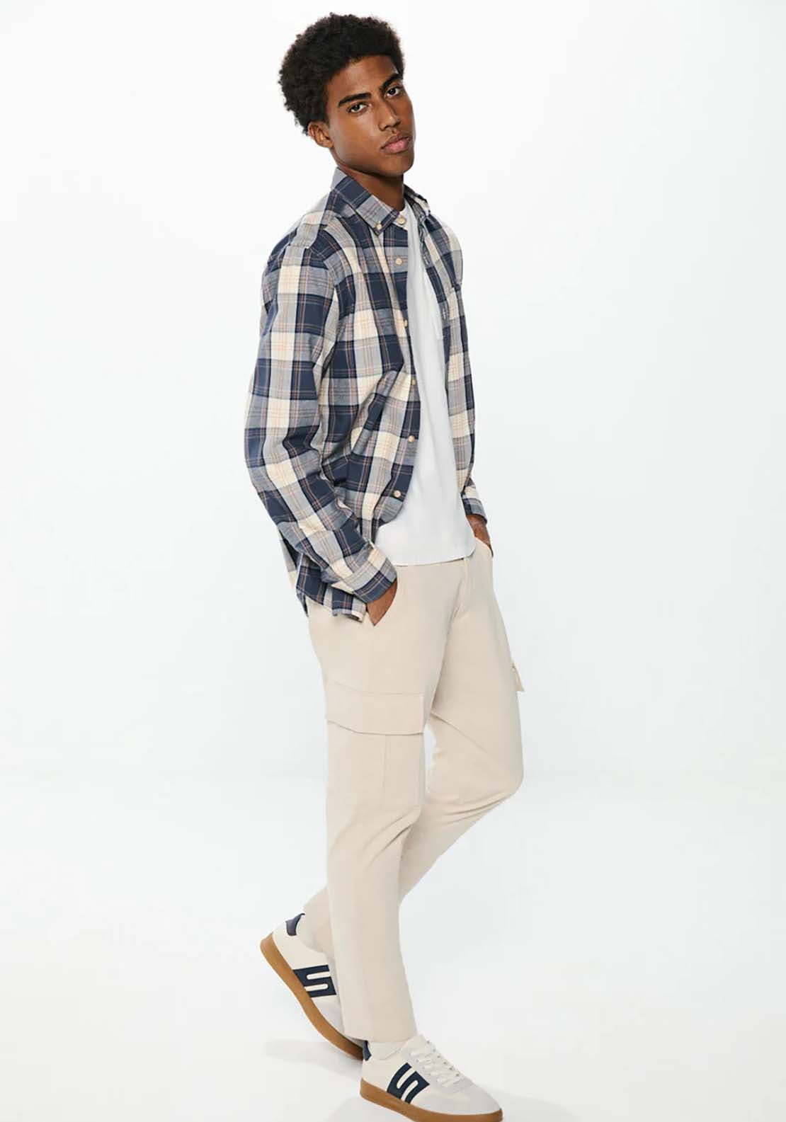 Springfield Checked Flannel Shirt - White 3 Shaws Department Stores