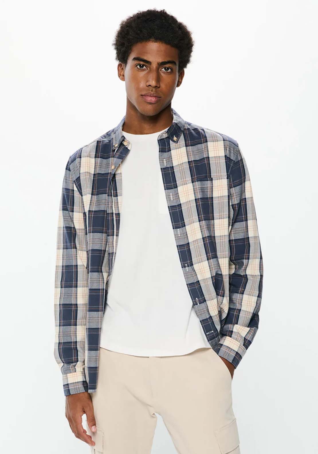 Springfield Checked Flannel Shirt - White 1 Shaws Department Stores