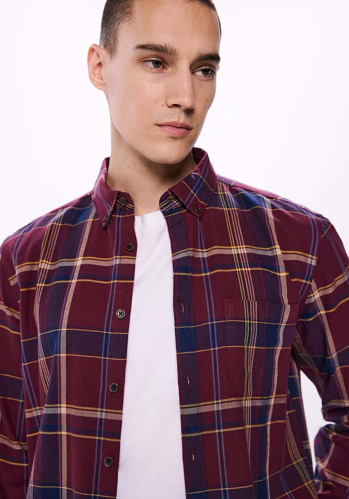 Springfield Checked Shirt - Red 3 Shaws Department Stores