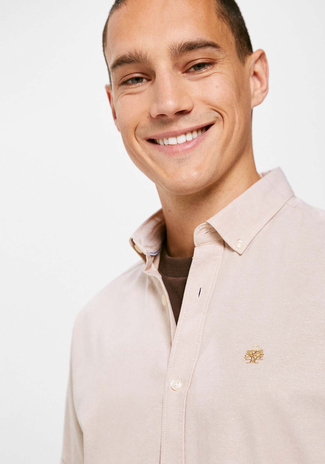 Springfield Pinpoint shirt - Beige 4 Shaws Department Stores