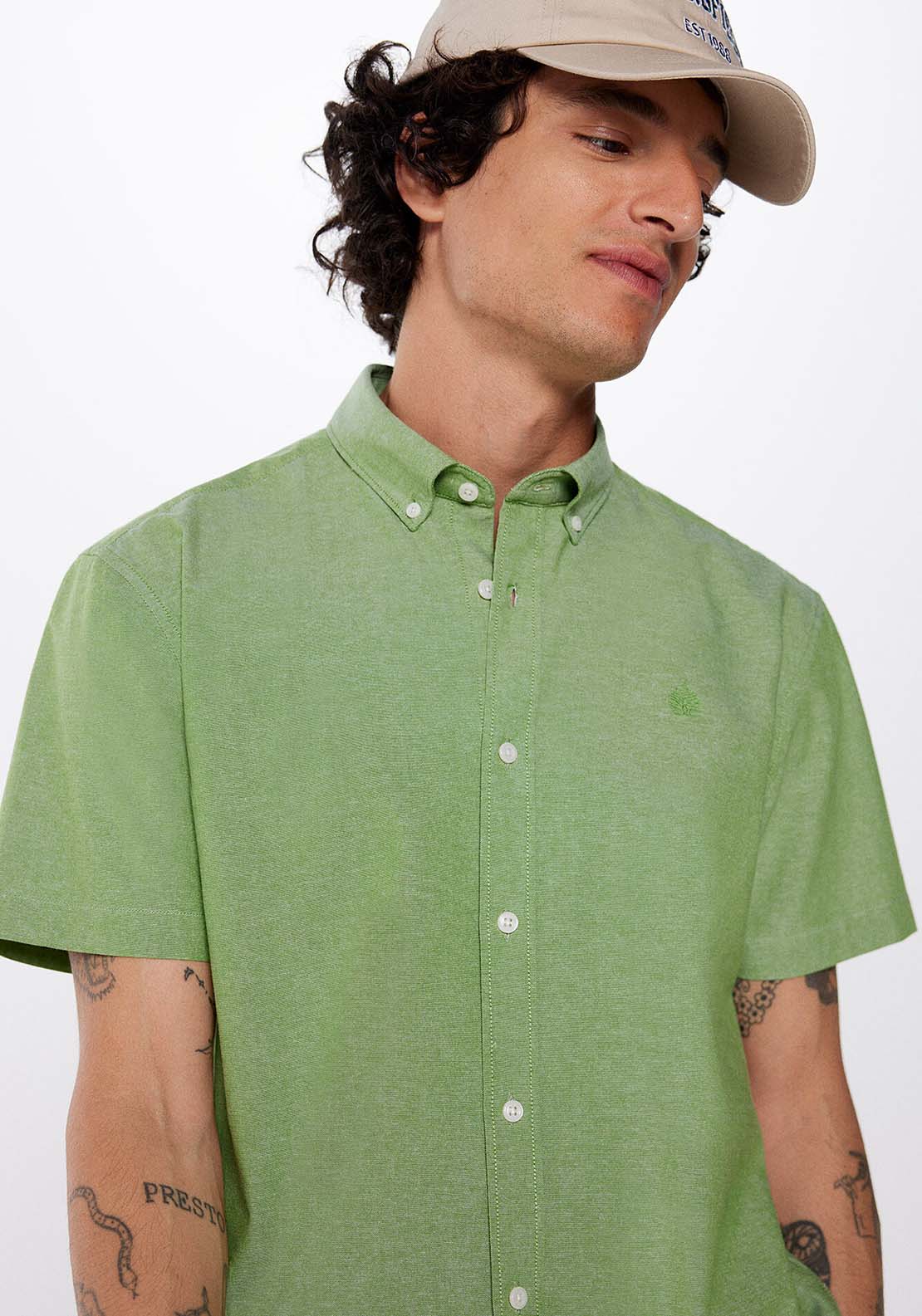 Springfield Short-sleeved shirt - Green 1 Shaws Department Stores