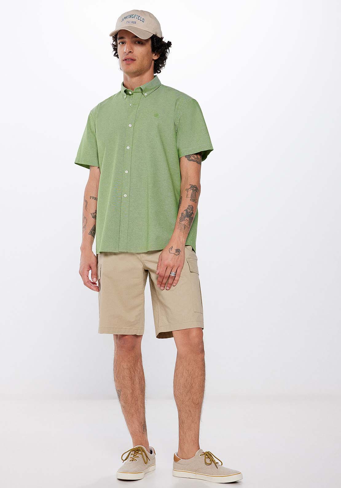 Springfield Short-sleeved shirt - Green 4 Shaws Department Stores