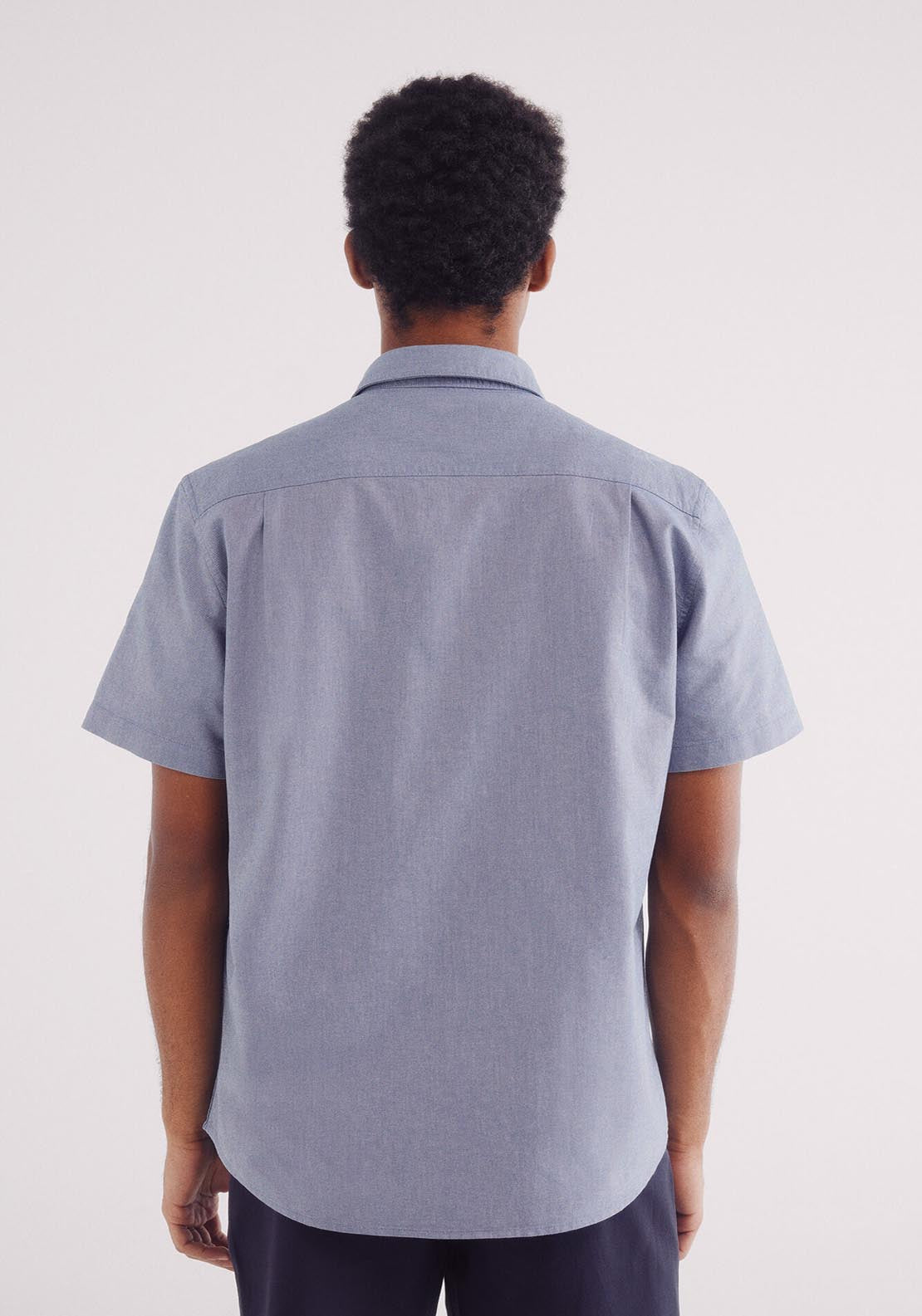 Springfield Pinpoint Short-Sleeved Shirt - Blue 2 Shaws Department Stores