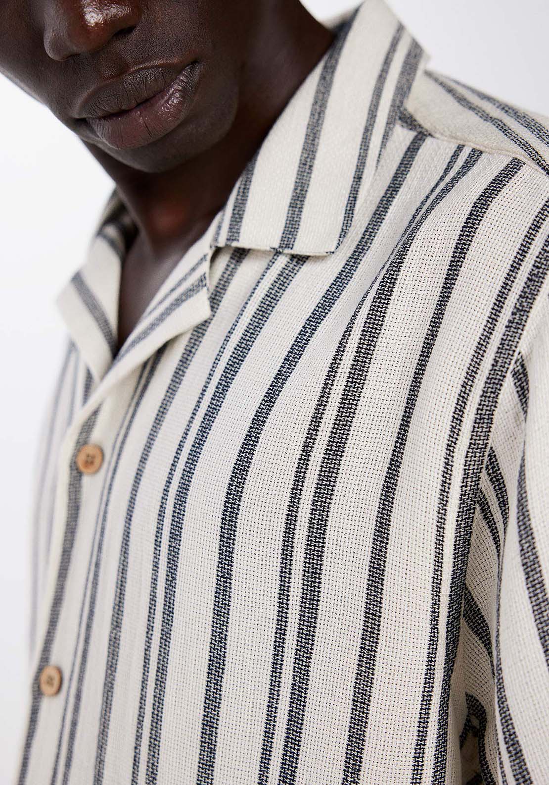 Springfield Rustic striped short sleeve shirt - Grey 3 Shaws Department Stores