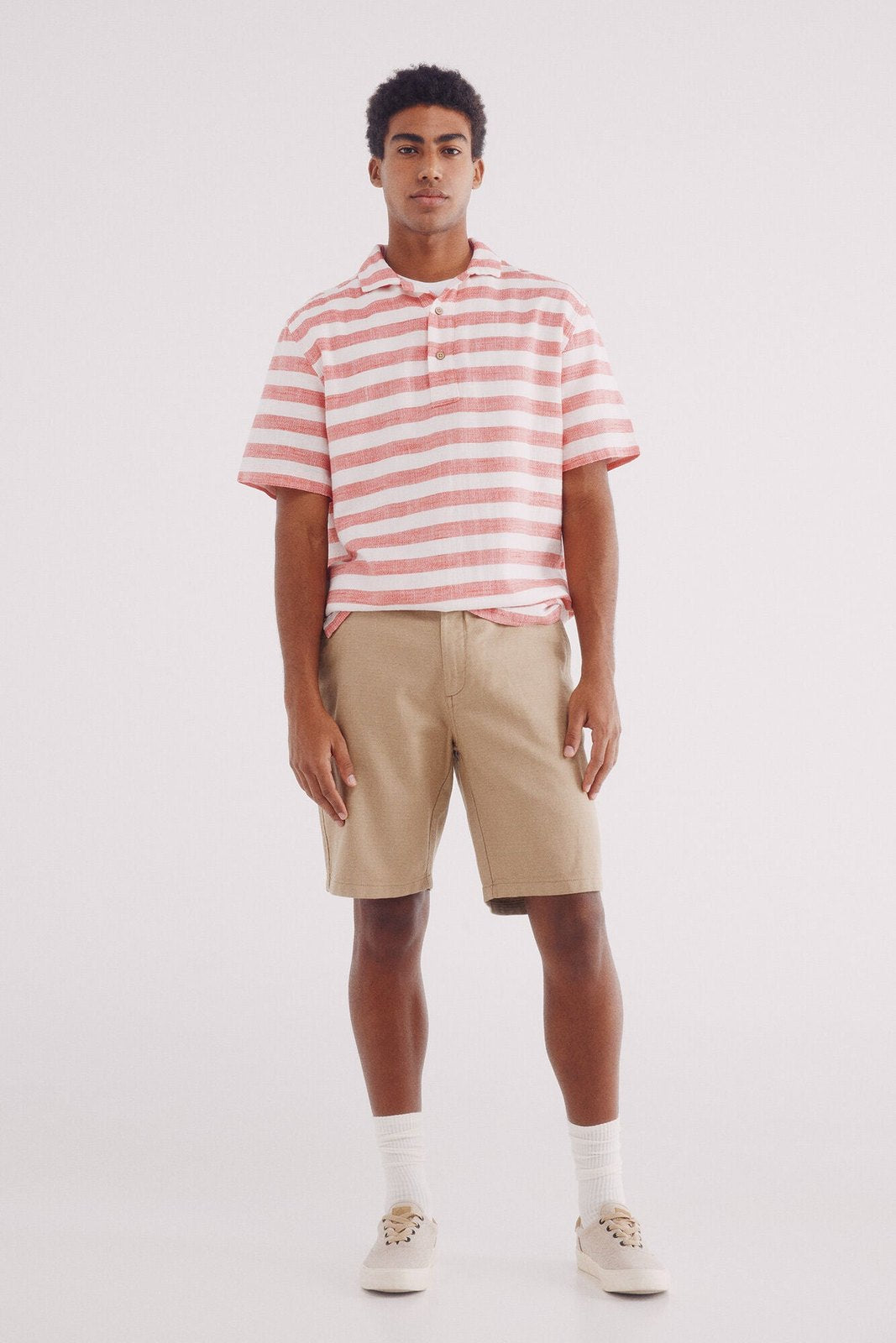 Springfield Short Sleeve Linen Effect Shirt - Red 4 Shaws Department Stores