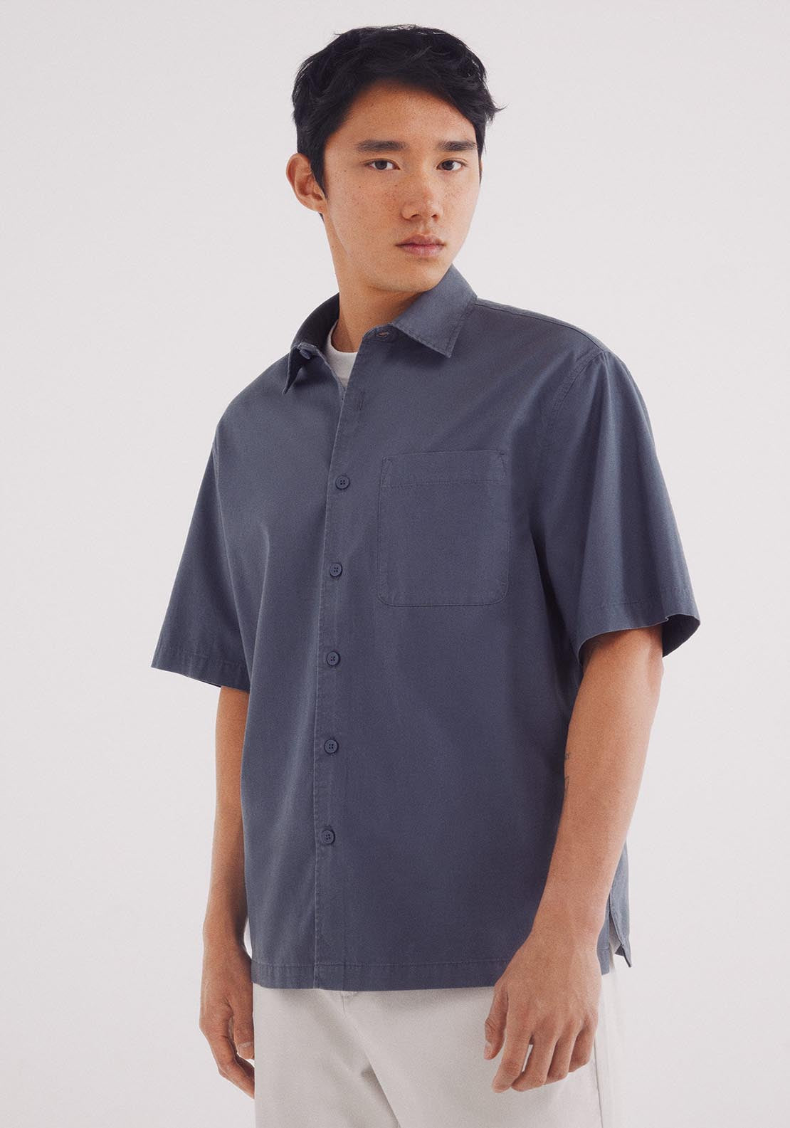 Springfield Tencel Short Sleeve Shirt - Blue 1 Shaws Department Stores
