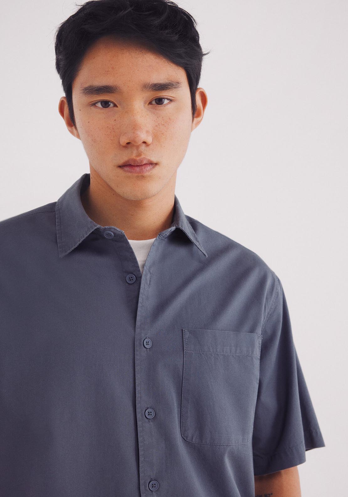 Springfield Tencel Short Sleeve Shirt - Blue 3 Shaws Department Stores