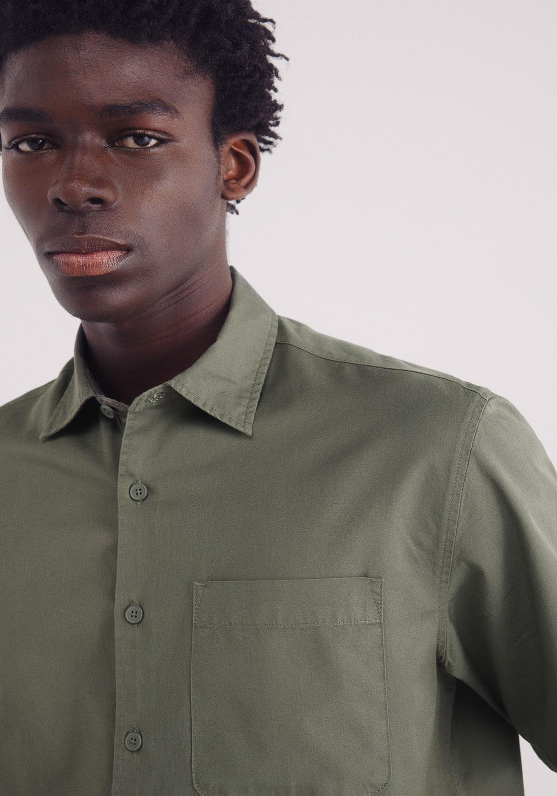 Springfield Tencel Short Sleeve Shirt - Green 3 Shaws Department Stores
