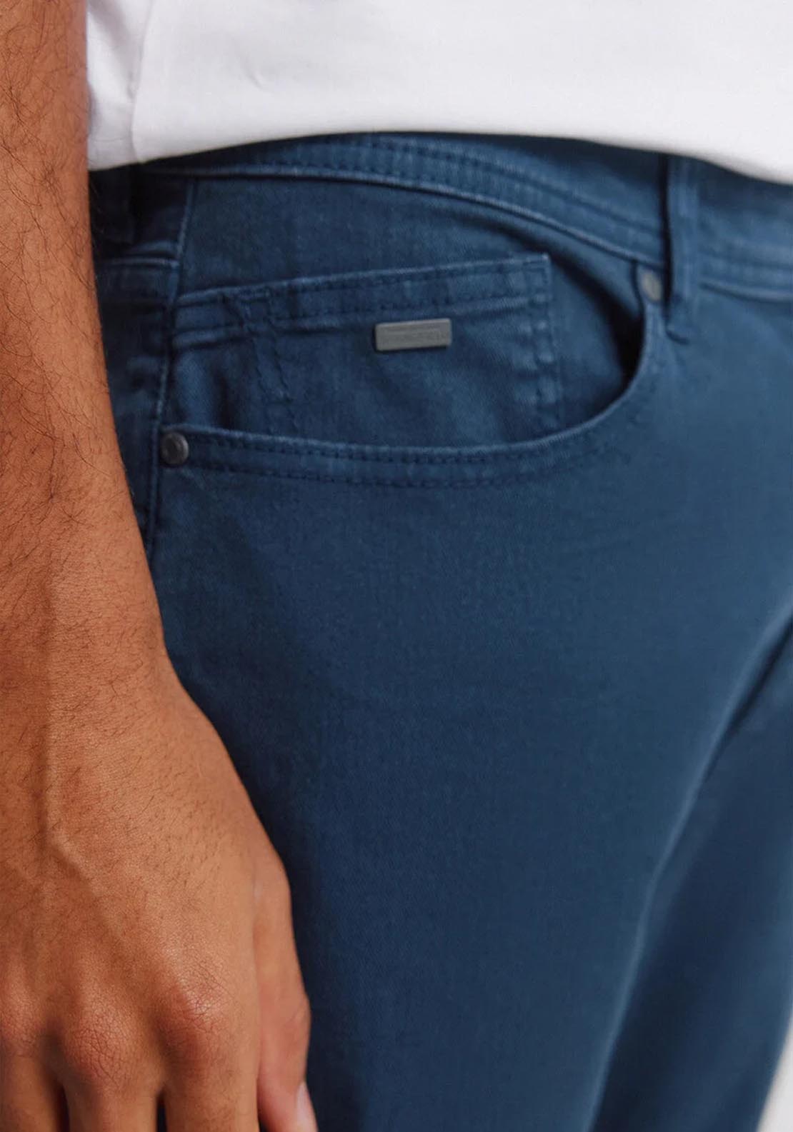 Springfield 5-Pocket Washed Slim Fit Trousers - Blue 4 Shaws Department Stores