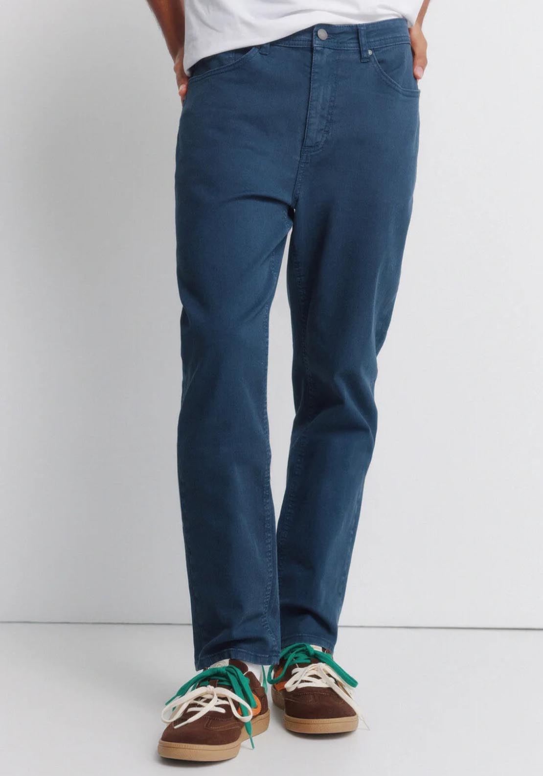Springfield 5-Pocket Washed Slim Fit Trousers - Blue 1 Shaws Department Stores