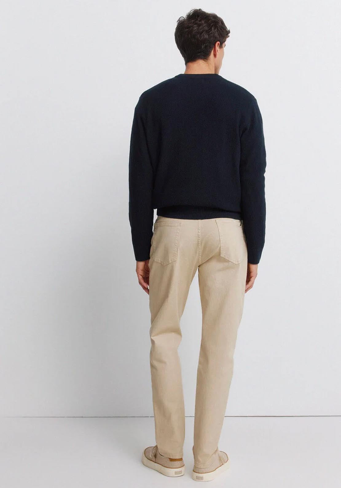Springfield 5-Pocket Washed Slim Fit Trousers - Beige 2 Shaws Department Stores