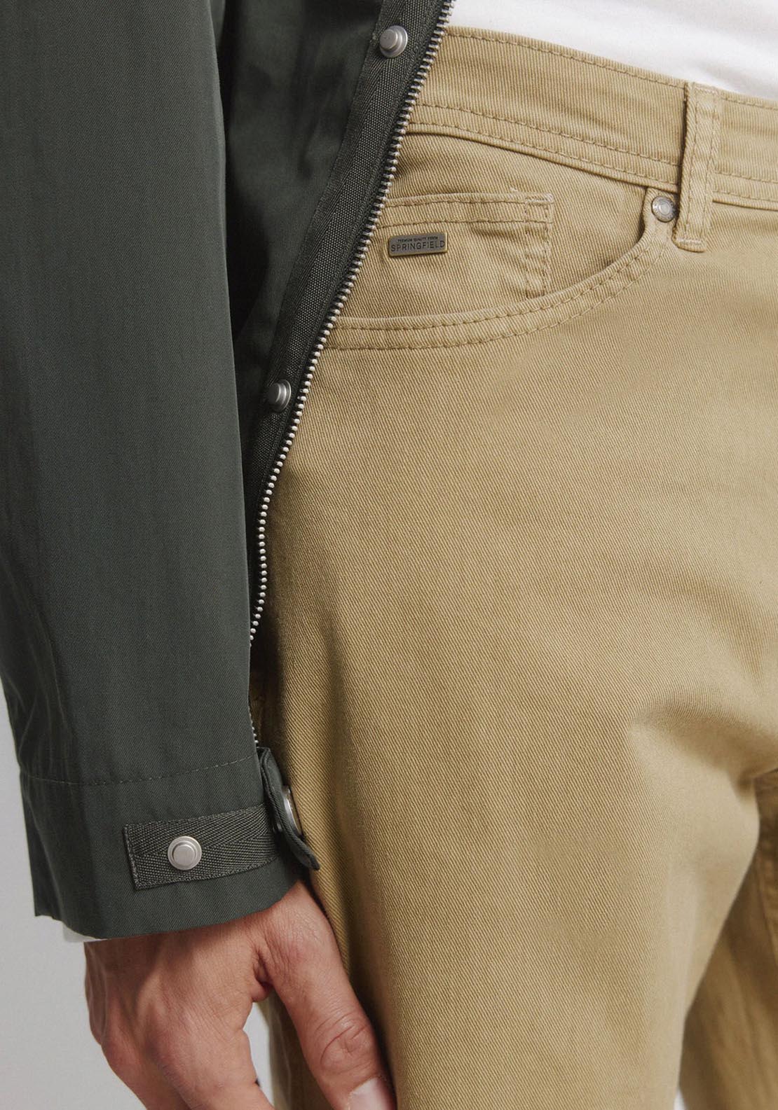 5-Pocket Washed Slim Fit Trousers - Beige/camel