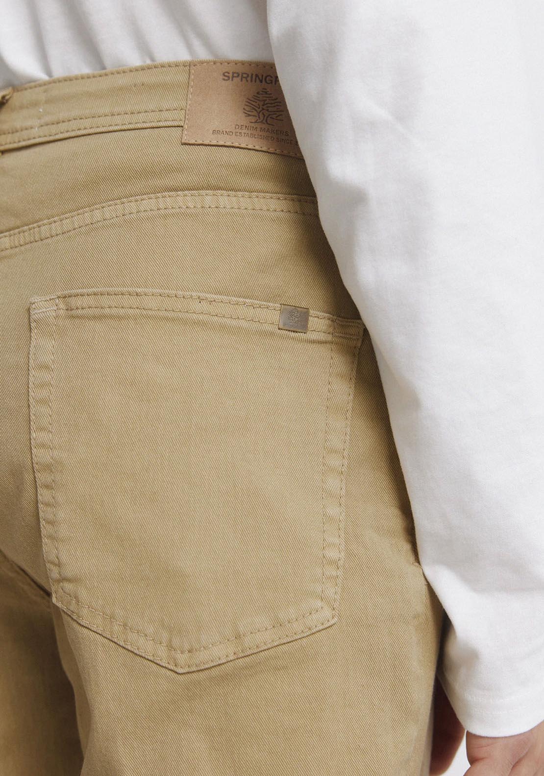 5-Pocket Washed Slim Fit Trousers - Beige/camel