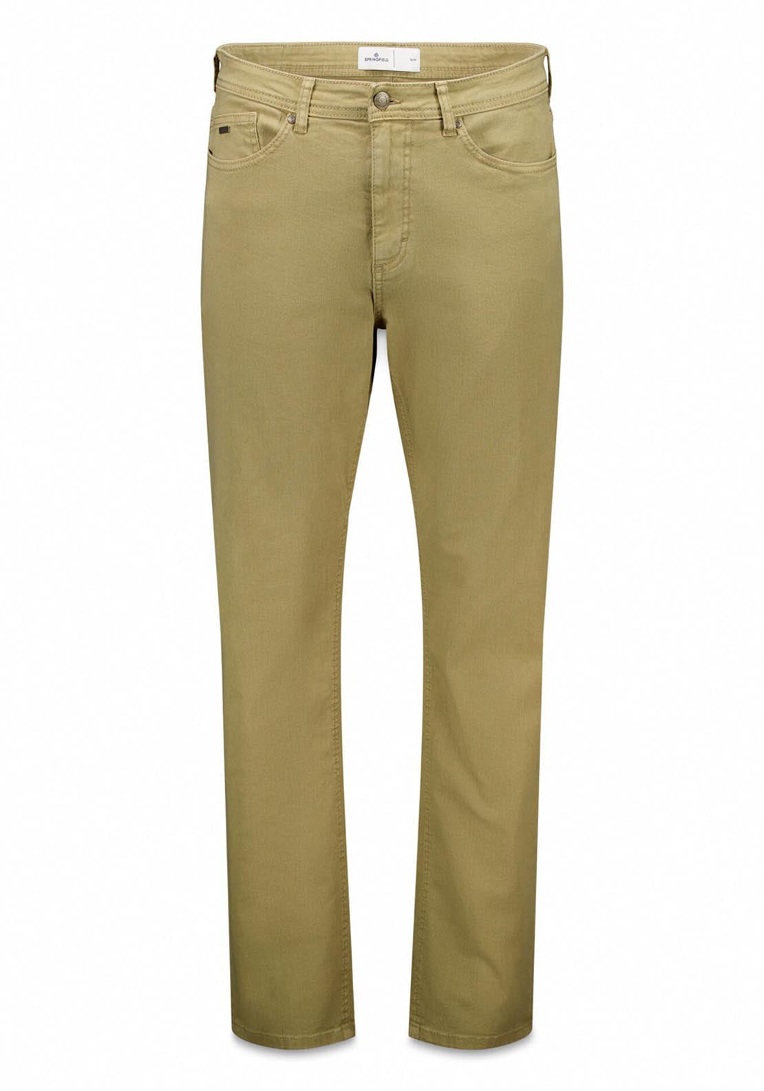 5-Pocket Washed Slim Fit Trousers - Beige/camel