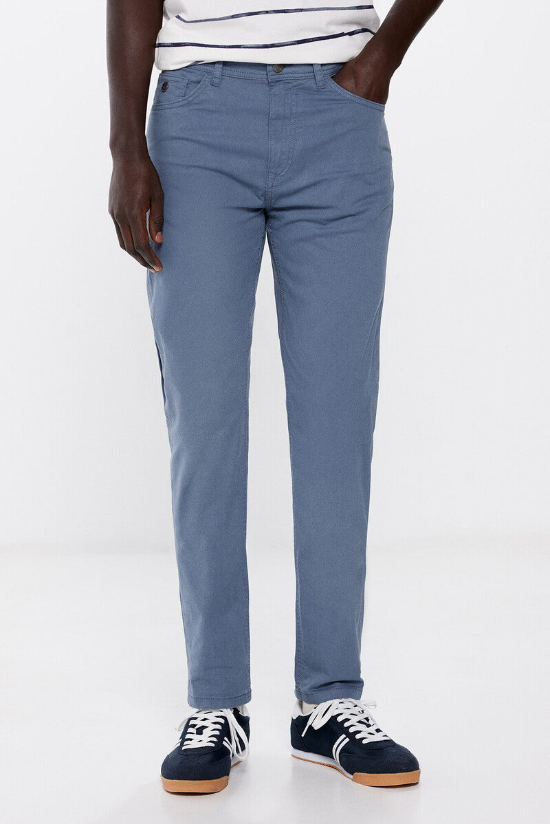 Springfield Slim fit coloured lightweight trousers - Blue 1 Shaws Department Stores