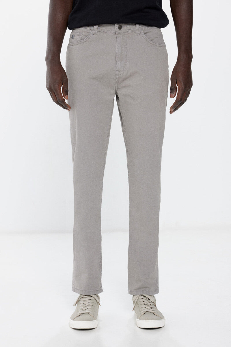 Springfield Slim fit coloured lightweight trousers - Grey 1 Shaws Department Stores