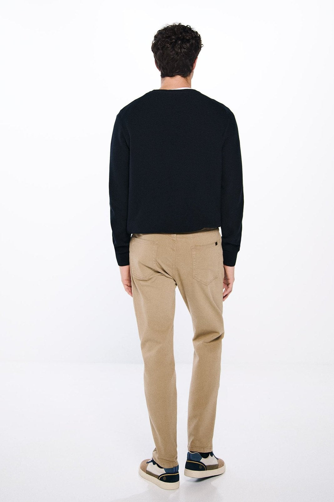 Springfield Slim fit washed colour trousers - Blue / Camel 7 Shaws Department Stores