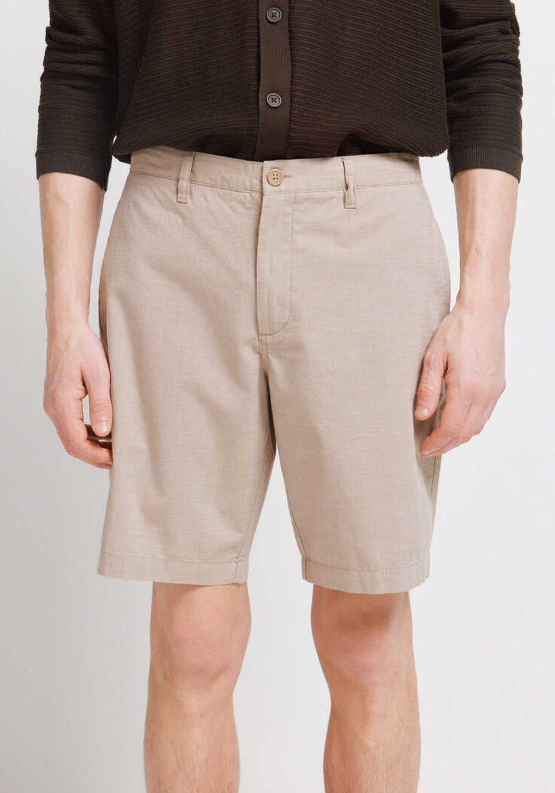 Structured Bermuda Shorts - Beige